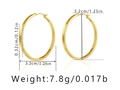 Detaillierte Maße der goldenen Creolen mit 3,2 cm Durchmesser und 0,32 cm Dicke - Spiegelpolierter Texturstil (KE0933-3) / 18K-Gold