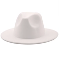 Classic white wool felt jazz hat with flat brim and vintage fedora style for men and women - One Size 58cm Circumference / White