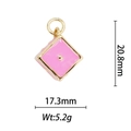 Pink diamond-shaped 18k gold plated pendant with size labels 20.8mm by 17.3mm - Pink Diamond Pendant (DZ-147)