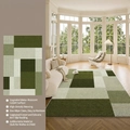 Tapis géométrique moderne en velours Farman vert foncé et beige avec dos antidérapant - 140*200cm / Marche dans les Nuages