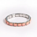 Detail of Italian charm bracelet links featuring pink Aries zodiac sign symbols on stainless steel - Aries Style (款式6)
