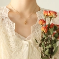 Elegante collana girocollo placcata oro 18 carati con ciondolo a grappolo di sfere - 40+5cm / Collana Oro