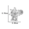 Silver Ferris wheel labret piercing with cubic zirconia, 0.95cm by 0.85cm size detail - Ferris Wheel Style (0190-3#) / Silver