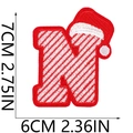 Christmas letter N embroidery patch with red stripes and Santa hat, size 7x6cm detail - Christmas Hat Letter-N