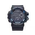Digital sport watch for students with black resin strap and blue decorative accents - Default Bagged / Black Blue