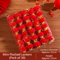 Set da 30 mini lanterne rosse floccate per Capodanno cinese, decorazioni da 3,5cm - Diametro 3.8cm/Altezza 3.8cm / Set da 30