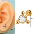 316L stainless steel gold labret featuring a triangle cluster with round zircon stone - Triangular Radiant Zircon Style (4) / 1.2*8mm