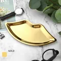 Lip-shaped stainless steel jewelry tray in light luxury gold finish on marble surface - Stainless Steel / Lip Shape Gold (24*11cm)
