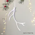 White reindeer antler Christmas ornament, 17cm glitter deer hanging for tree decoration - White Antlers