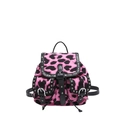 Sac à dos à imprimé léopard rose et noir avec clous argentés et poignées en cuir - Rose rouge