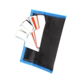 Blue and black storage pouch containing various colorful flash light filter gel cards - Gel Storage Bag