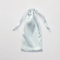 Elegant light blue silk satin drawstring storage pouch for accessories and cosmetics - Mercerized Blue