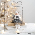 Christmas angel plush doll in grey dress on wooden base with heart light frame, 23cm - Type G / Grey Angel (Heart with Light)