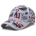 Berretto da baseball bianco con graffiti stile street e stampe dai vari colori - Regolabile / Bianco & Rosso