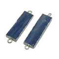 Natural blue kyanite rectangle pendant connector with gold plated frame for DIY jewelry - Rectangle / Gold Edging