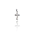 Polished silver stainless steel cross pendant necklace charm with a reflective mirror finish - DZ06 (Cross) / Silver