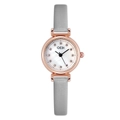 GEDI Women's watch featuring a rose gold case and grey leather strap with a pearl dial - Light Gray