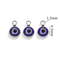 Tre ciondoli occhio malvagio da 6mm in argento con anello da 1,5mm per gioielli fai da te - Foro Singolo / Acciaio-Blu scuro