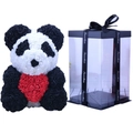 Panda shaped rose flower bear with red heart and sweetlove ribbon gift box - Flower Bear+40CM Gift Box+Light / Panda with Red Heart