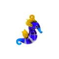 Handmade glass seahorse pendant in blue and yellow for creative aquarium decoration - Style 22-Blue White Striped Seahorse