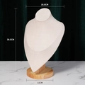 Beige velvet necklace display bust with wooden base and dimensions 18.8x30.5 cm - Wood Beige Velvet Large