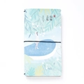 Van Gogh series travel journal with a blue whale illustration and black elastic band - Looking Afar