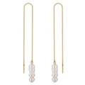 Elegant S925 sterling silver long chain earrings with natural freshwater pearls in gold - GPE07 Long Baroque Pearl Ear Threader / Gold