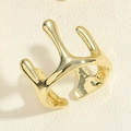 Macro view of a 14K gold-plated adjustable ring featuring an abstract coral branch design - Crown Ring (JZ0376-6)