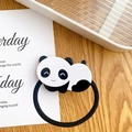 Cute black and white panda acetate hair tie with a durable black elastic band - Happy Panda Scrunchie