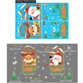 Pegatinas navideñas para ventanas con Papá Noel y renos, set de 4 hojas de 25x35cm - Estilo Feliz Navidad (XC024) / 4 Hojas/Set