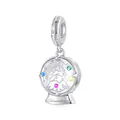 S925 sterling silver Christmas tree crystal ball charm with colorful zircon stones - Snow Field Globe (BSC1182)