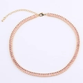 Elegant gold necklace featuring pink rectangular zircon stones with adjustable lobster clasp - Pink