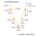 Gold stainless steel charm necklace with enamel heart and clover pendants details - Gold Pink Bell Necklace (TXP287)