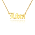 Minimalist gold Libra zodiac pendant necklace in polished stainless steel finish - Libra / Gold