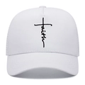 Cappellino trucker bianco con ricamo croce faith e rete posteriore traspirante - Regolabile 55-61cm / Faith Bianco