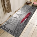 Absorbent flannel runner rug featuring a black and white Paris Eiffel Tower scene with a red umbrella - 40x60cm / Paris Red Umbrella-4