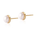 Elegant 18K gold irregular textured earrings with pearl inlays, professional studio shot - Cream White Pearl