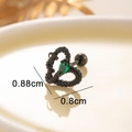 Black heart-shaped snake earring with green gemstone inlay and screw-back design - Ball Style / Green (Single)