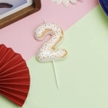 Donut themed number 2 birthday candle with colorful sprinkles for cake decoration - Number 2 - White Donut