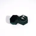 Dark green hexagonal velvet ring box with double slots for wedding jewelry storage - Dark Green Double Slot