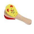 Wooden lion hand castanet toy for kids featuring yellow and red colors with smooth grip - Lion Castanets