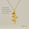 18K vergulde roestvrijstalen rozenketting met onregelmatige schelphanger detail - 3D Roos Bloemstijl (ZYG896)