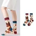Asymmetrische Baumwollsocken mit Camping-Motiv-Jacquard und Bergmustern für Damen und Herren - Outdoor Camping Berg Thema (1042)