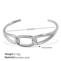 Minimalist silver stainless steel open bangle with interlocking rings and 61mm diameter - Silver (SZ257S)