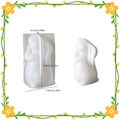 Easter bunny silicone mold with finished rabbit craft showing 6.9cm height dimensions - Jade Rabbit 001