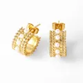 Gold-plated teardrop earrings with vertical pearl inlay and intricate beaded texture - Style B-Vintage Five-Pearl
