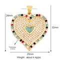 Gold plated double heart pendant with multi-color stones, 32mm height variant view - Ornate Multi-Color Heart / Gold