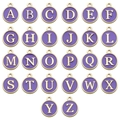 Set of 26 purple enamel letter A-Z alloy charms with gold plating for jewelry making - Letter A / Purple