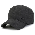 Berretto da baseball in lana grigio scuro con paraorecchie termici e logo R in metallo - Stile Logo Ala / Grigio