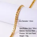 Macro detail of 3mm gold-plated stainless steel Cuban link chain with size specifications - 3mm Gold-18+5cm Bracelet
